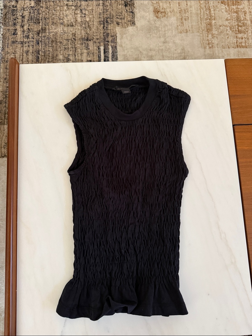 AllSaints Black Ruched Sleeveless Tank Top